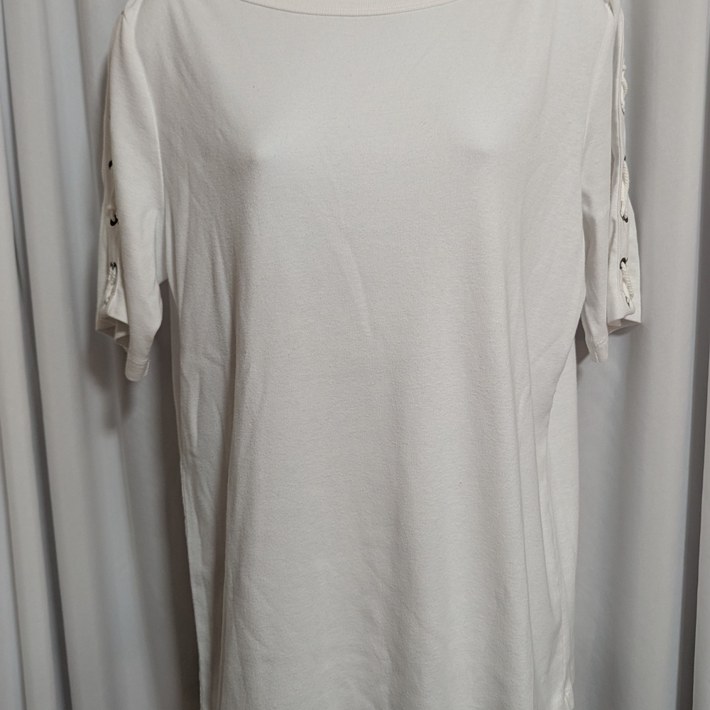 Karen Scott Women's Short Sleeve Top Size L White